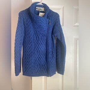 Aran Crafts Royal Blue Cable Knit Cardigan